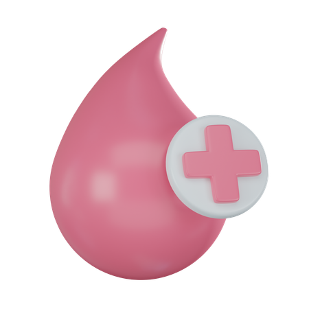 Blood Drop With Red Cross  3D Icon