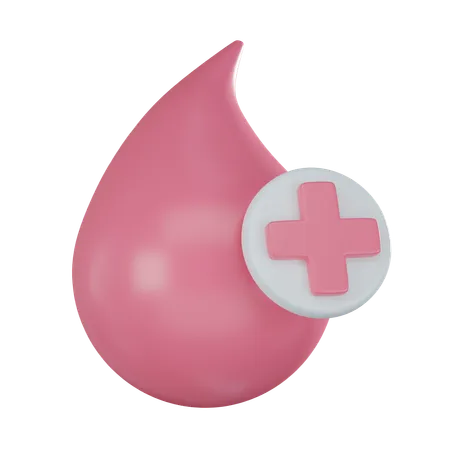 Blood Drop With Red Cross  3D Icon