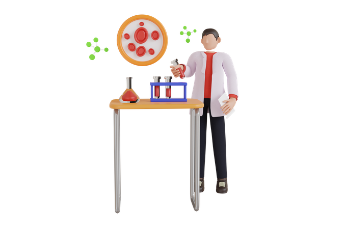 Blood research test in medical laboratory  3D Illustration