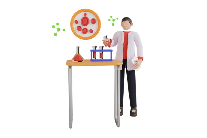 Blood research test in medical laboratory  3D Illustration