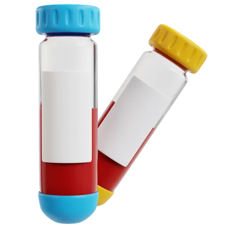 Blood Sample Vials in Clinical Laboratory for Medical Testing  3D Icon