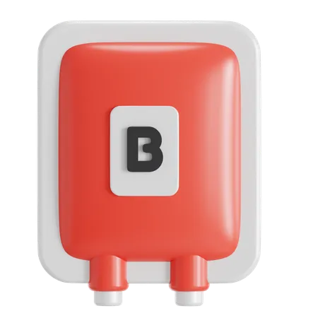 Blood Type B In A Bag 3D Icon
