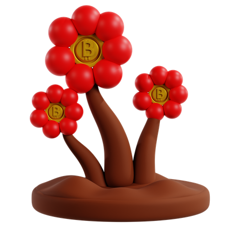 Blooming Bitcoin Investment  3D Icon