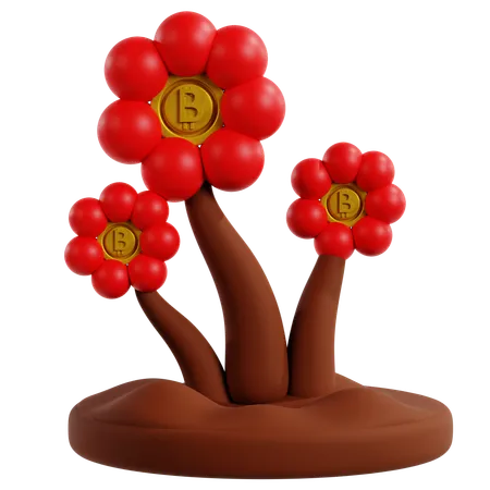 Blooming Bitcoin Investment  3D Icon