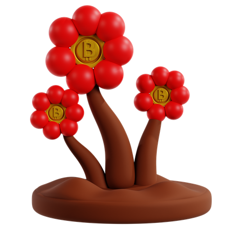 Blooming Bitcoin Investment  3D Icon