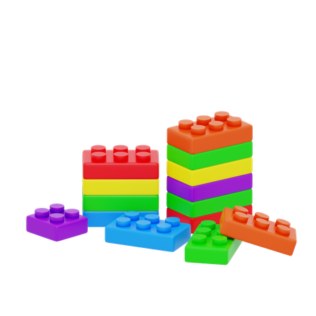 Bloque de ladrillos de colores  3D Icon