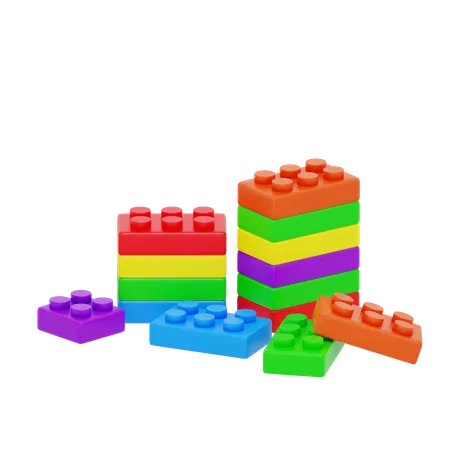 Bloque de ladrillos de colores  3D Icon