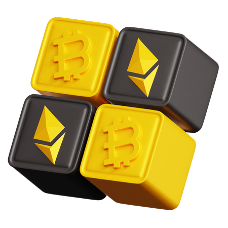 Bloque de bitcoin ethereum  3D Icon