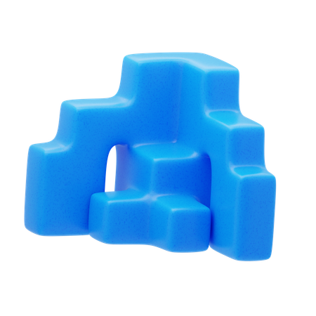 Bloque modular de resina plástica de color azul.  3D Icon