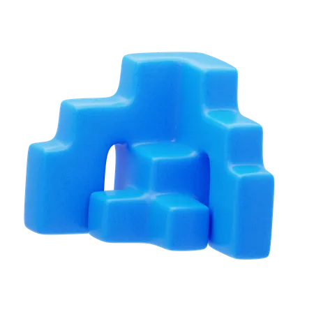 Bloque modular de resina plástica de color azul.  3D Icon