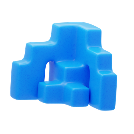 Bloque modular de resina plástica de color azul.  3D Icon
