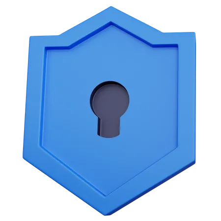 Bloqueo De Escudo Azul De Renderizado 3 D Aislado 3D Icon