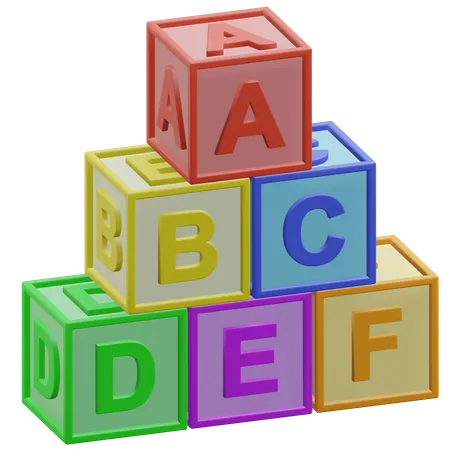 Alfabeto ABCDEF Alfabeto En La Ilustracion Del Icono 3 D Del Bloque Con Fondo Transparente 3D Icon