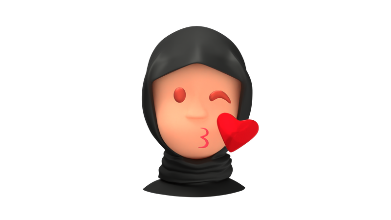 Blowing Arab Woman emoji  3D Illustration