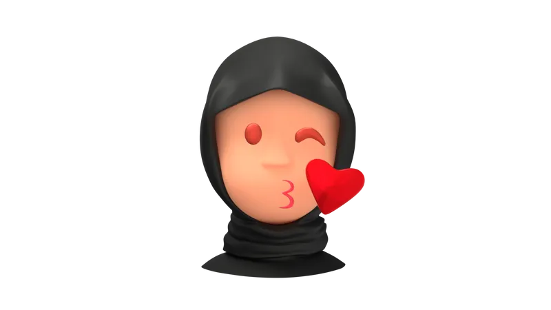 Blowing Arab Woman emoji  3D Illustration