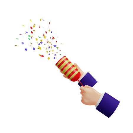 Blowing confetti firecracker  3D Illustration