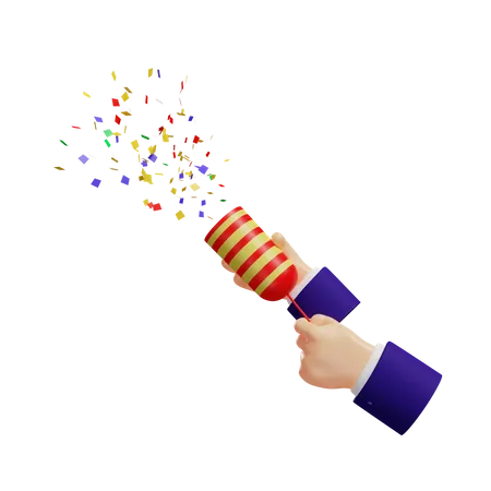 Blowing confetti firecracker  3D Illustration