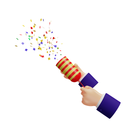 Blowing confetti firecracker 3D Illustration