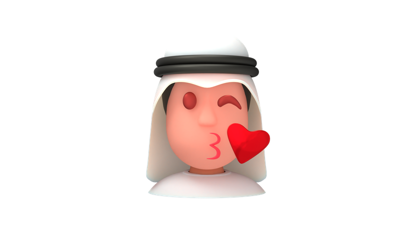 Blowing Kiss Arab Man  3D Icon