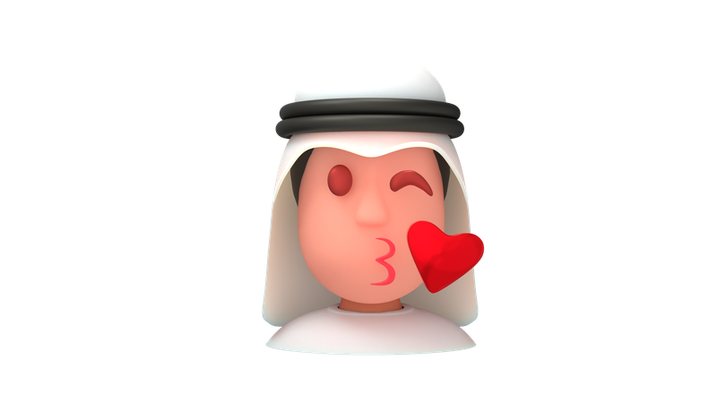 Blowing Kiss Arab Man 3D Illustration