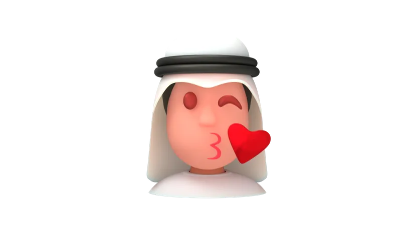 Blowing Kiss Arab Man  3D Illustration