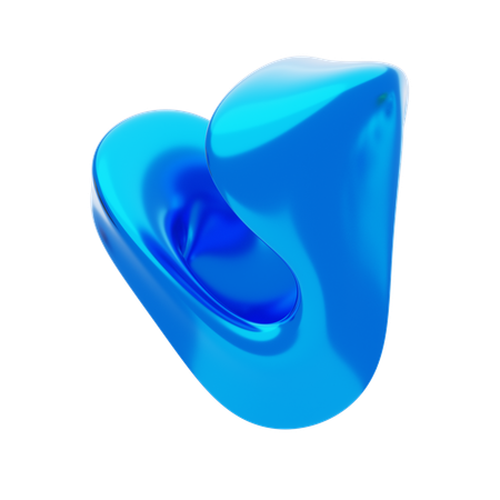 Blue Abstract Metalic Bending Shape  3D Icon