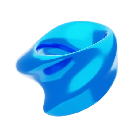 Blue Abstract Metalic Twisted And Bend Shape  3D Icon