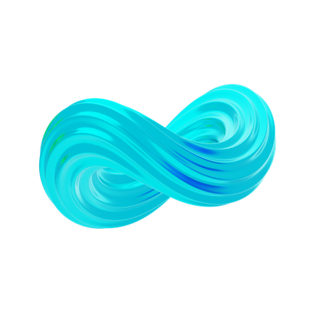 Blue Abstract Metalic Twisted Wavy Circles Shape  3D Icon