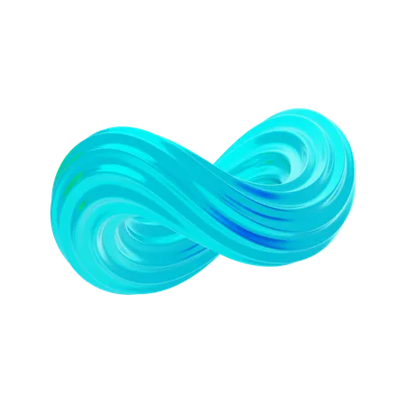 Blue Abstract Metalic Twisted Wavy Circles Shape  3D Icon