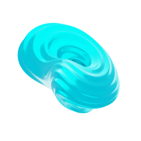Blue Abstract Metalic Twisted Wavy Shape  3D Icon