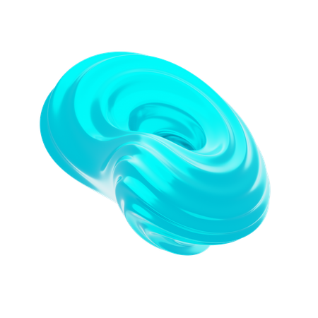 Blue Abstract Metalic Twisted Wavy Shape  3D Icon