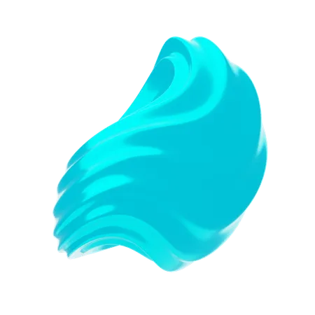 Blue Abstract Metalic Wavy And Bend Shape  3D Icon