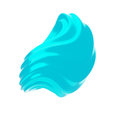 Blue Abstract Metalic Wavy And Bend Shape  3D Icon