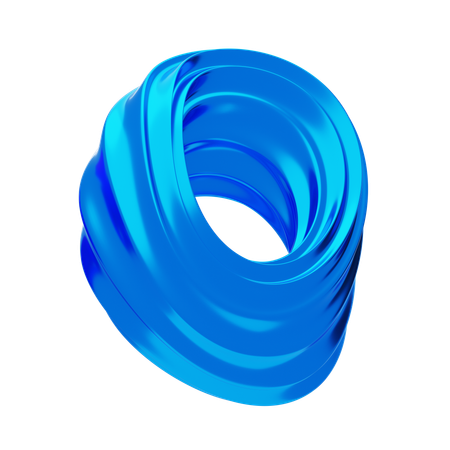 Blue Abstract Metalic Wavy Circle Shape  3D Icon