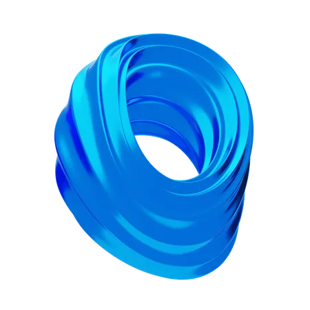 Blue Abstract Metalic Wavy Circle Shape  3D Icon