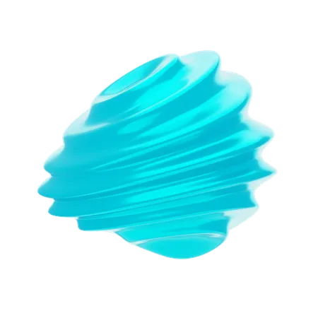 Blue Abstract Metalic Wavy Shape  3D Icon
