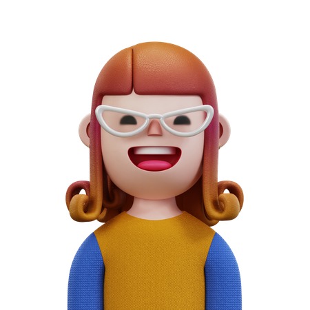 Blue And Orange Shirt Woman  3D Icon