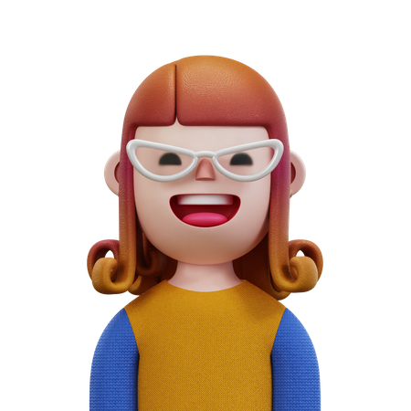 Blue And Orange Shirt Woman 3D Icon