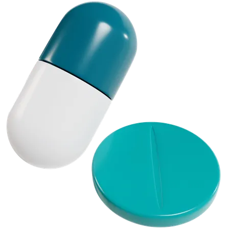 Blue And Silver Pills  3D Icon