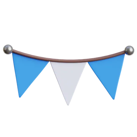 Blue and White Flag Decoration  3D Icon