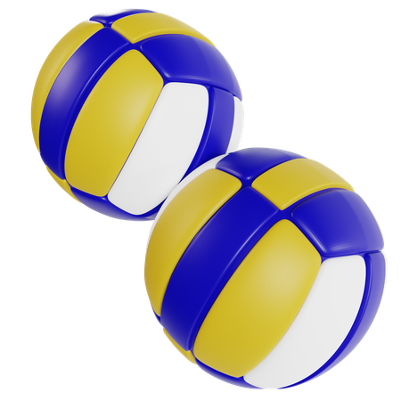 Blue and Yellow Volleyballs  3D Icon
