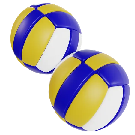 Blue and Yellow Volleyballs  3D Icon