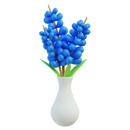Vibrant Blue Antirrhinum Flowers In Elegant White Vase 3D Icon