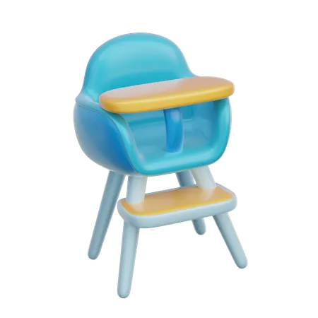 3 D Blue Baby High Chair Baby Gender Reveal Its A Boy Birthday Party 3 D Rendering 3D Icon