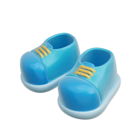3 D Blue Baby Shoes Baby Gender Reveal Its A Boy Birthday Party 3 D Rendering 3D Icon
