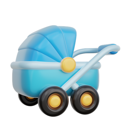 Blue Baby Stroller  3D Icon
