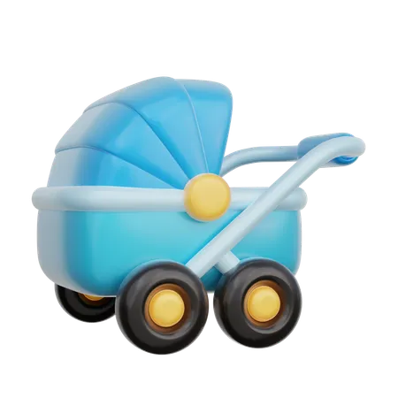 Blue Baby Stroller  3D Icon