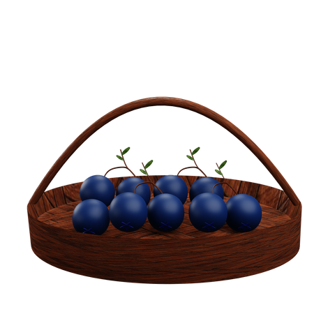 Blue Berries Basket  3D Icon