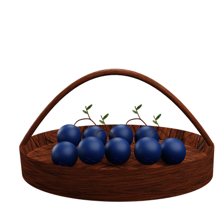 Blue Berries Basket  3D Icon