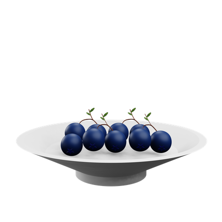 Blue Berries Plate  3D Icon